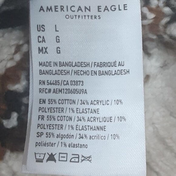 American Eagle Men's Large Fair Isle Sweater Hooded Pullover Elk Deer Moose - Picture 6 of 9